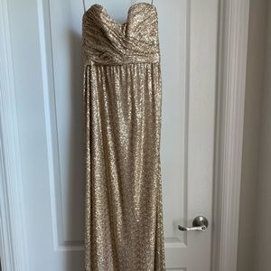 Gold sequin Amsale evening gown